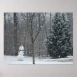 The Neighbor's Snowman Winter Snow Scene Poster