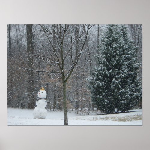 The Neighbors Snowman Winter Snow Scene Poster
