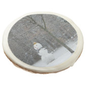 The Neighbor's Snowman Winter Snow Scene Sugar Cookie (Angled)