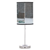 The Neighbor's Snowman Winter Snow Scene Table Lamp (Back)