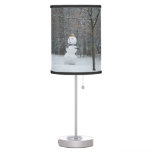 The Neighbor's Snowman Winter Snow Scene Table Lamp