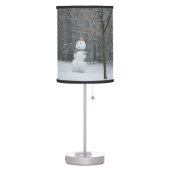The Neighbor's Snowman Winter Snow Scene Table Lamp (Left)