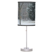 The Neighbor's Snowman Winter Snow Scene Table Lamp (Front)
