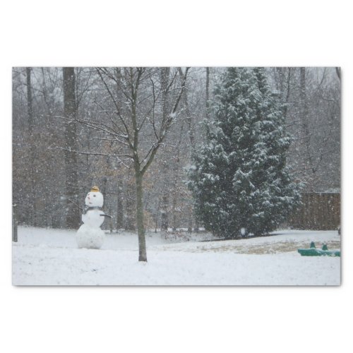 The Neighbors Snowman Winter Snow Scene Tissue Paper