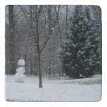 The Neighbor's Snowman Winter Snow Scene Trivet