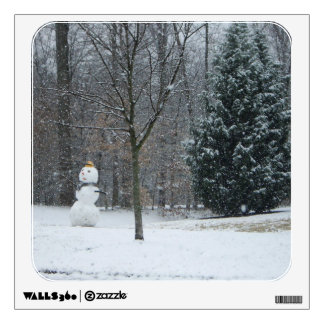 The Neighbor's Snowman Winter Snow Scene Wall Decal