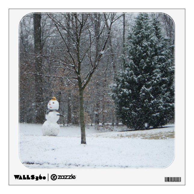 The Neighbor's Snowman Winter Snow Scene Wall Decal (Front)