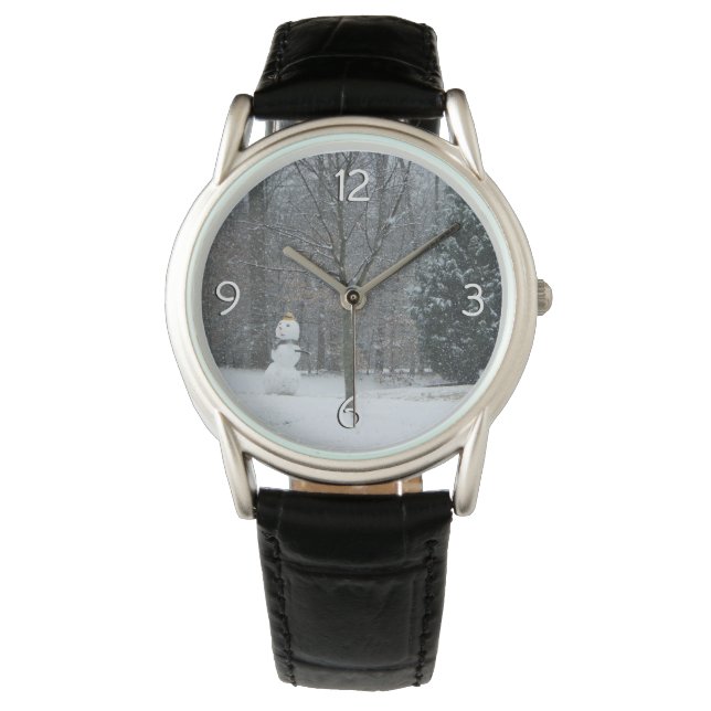 The Neighbor's Snowman Winter Snow Scene Watch (Front)