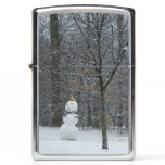The Neighbor's Snowman Winter Snow Scene Zippo Lighter