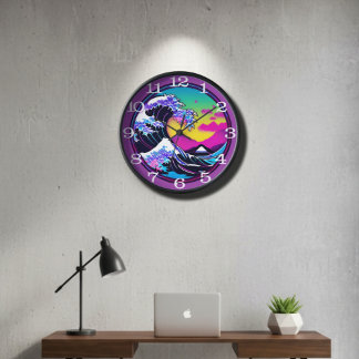 The Neon Hokusai Wave Clock