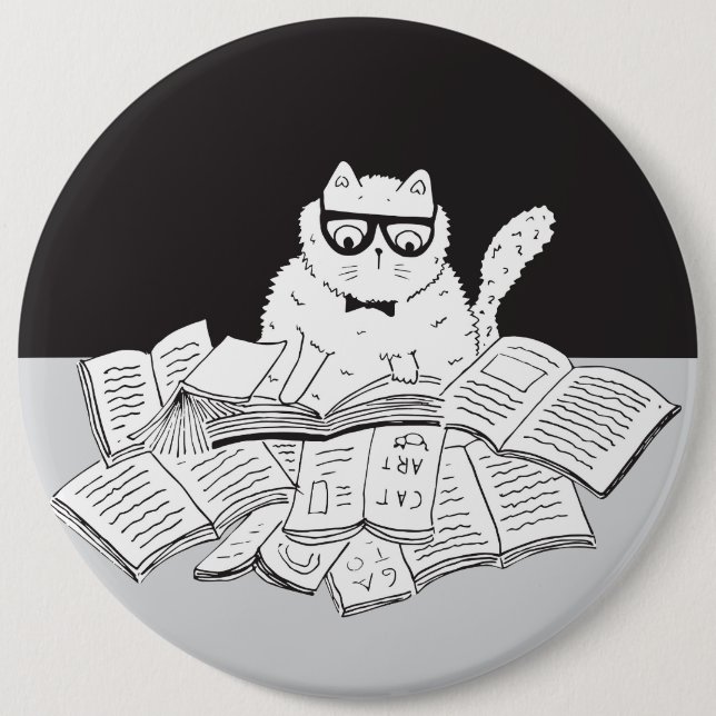 The Nerd Cat Pinback Button (Front)