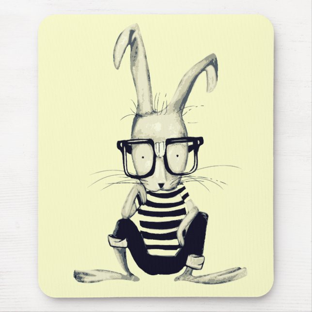 The Nerd Rabbit Mouse Pad (Front)