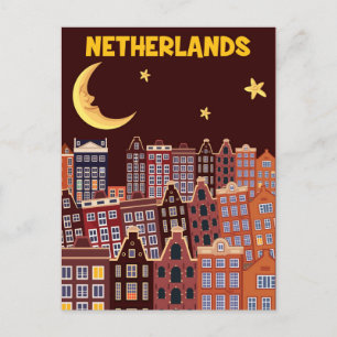 The Netherlands at Night Postcard