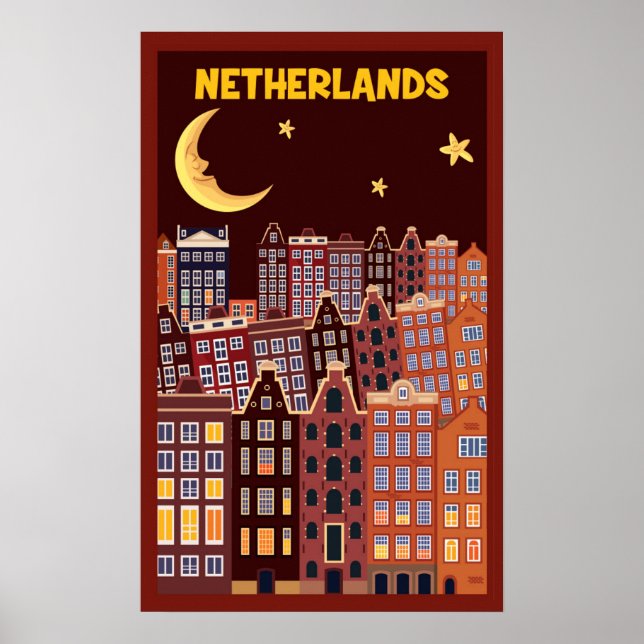 The Netherlands at Night Poster (Front)