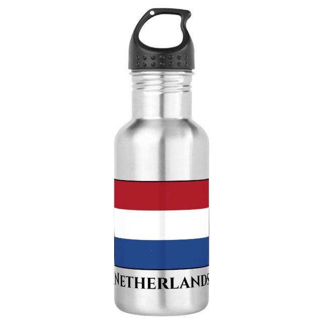 The Netherlands (Dutch) Flag Stainless Steel Water Bottle (Front)