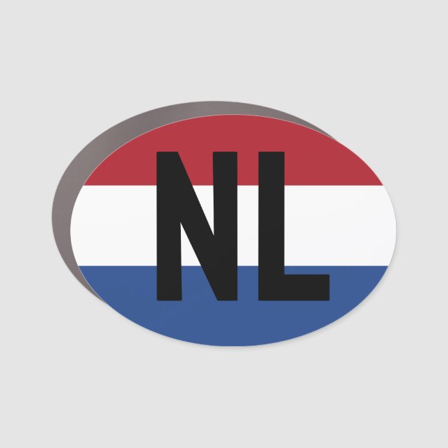 The Netherlands - flag and abbreviation Car Magnet (Front)
