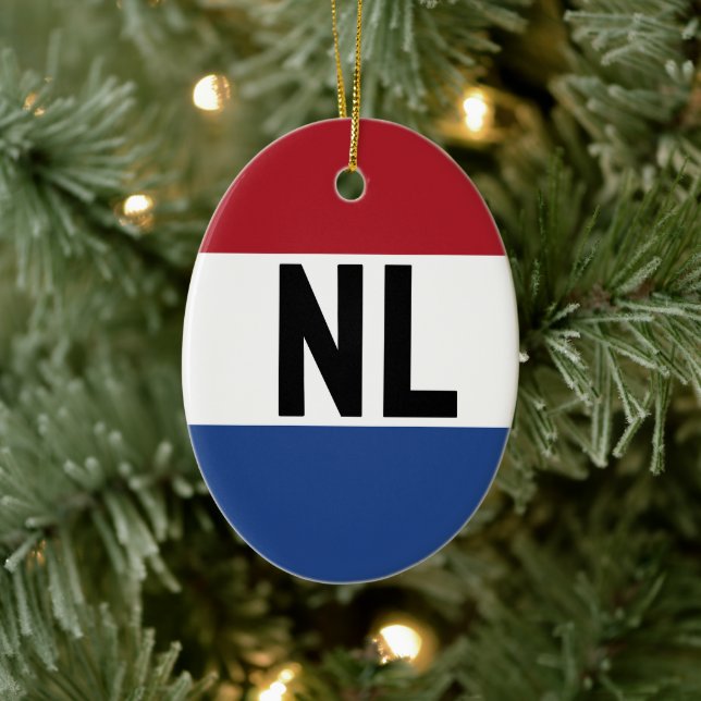 The Netherlands - flag and abbreviation Ceramic Ornament (Tree)
