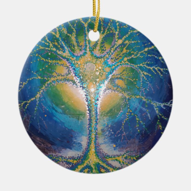 The neural tree postcard ceramic ornament (Front)