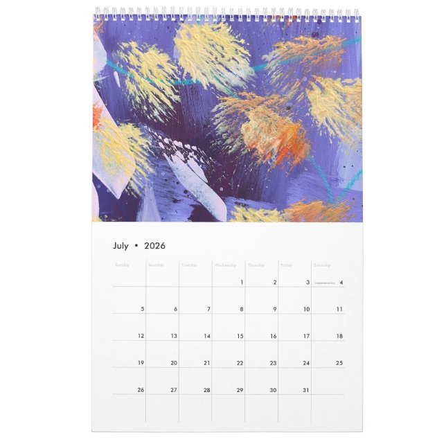 The New 2026 Brushstrokes Single Page Calendar (Jul 2026)