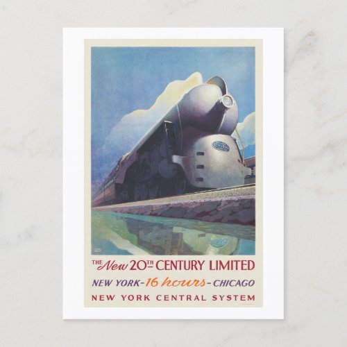 The New 20th Century Limited Vintage Poster 1938 Postcard