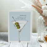 The New 30 | Funny Birthday Greeting Card<br><div class="desc">Sarcastic birthday card features a watercolor martini cocktail illustration on a blue-gray background with "however old you are is the new 30" in vintage typewriter lettering. Customize the inside message or leave as-is; default message reads "cheers to you -- happy birthday."</div>