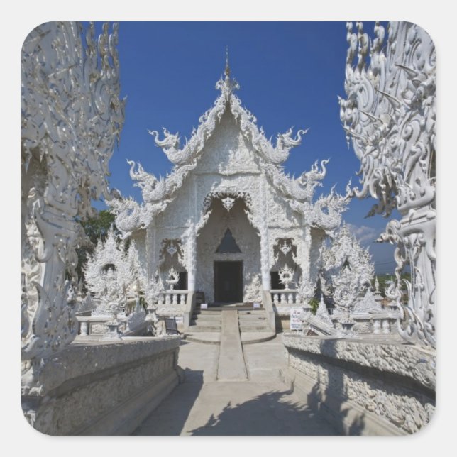 The new all white temple of Wat Rong Khun in Square Sticker (Front)