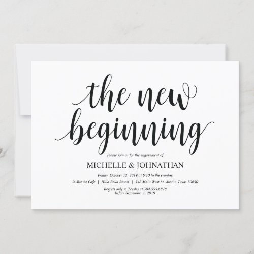 The new beginning Engagement Party invites