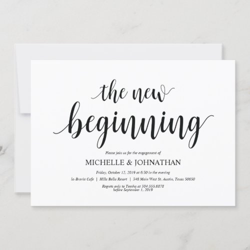 The new beginning Engagement Party invites