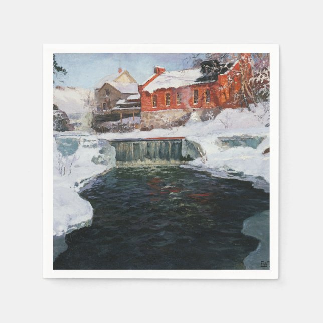 The new factory in Lillehammer,  Thaulow, Frits  Napkins (Front)