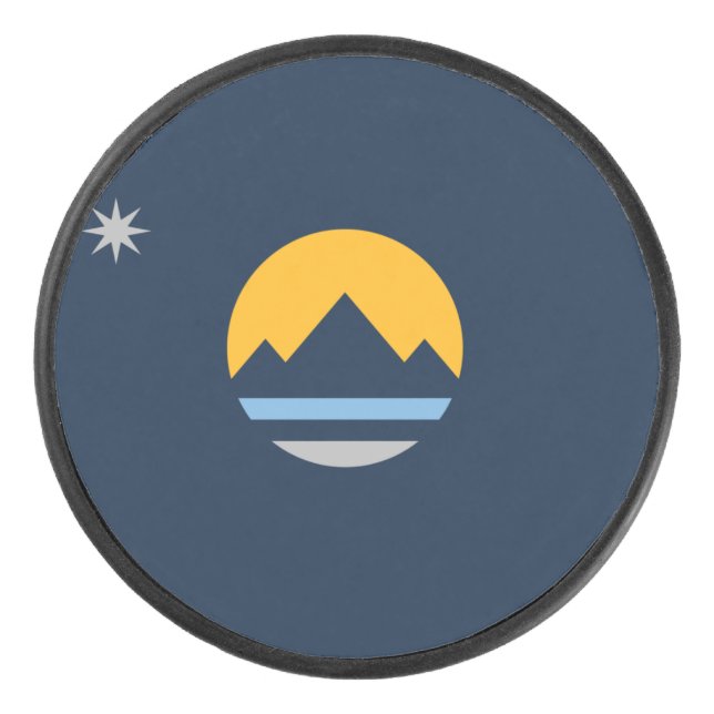 The New Flag of Reno, Nevada Hockey Puck (Front)