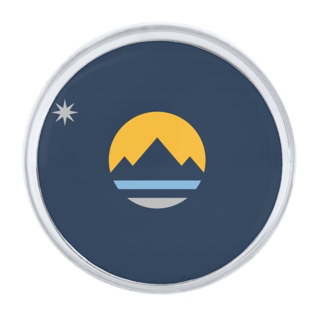 The New Flag of Reno, Nevada Silver Finish Lapel Pin (Front)