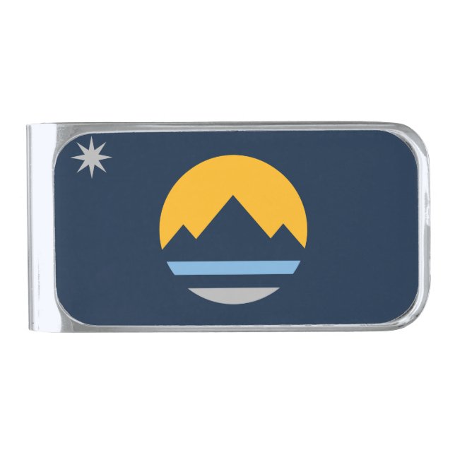 The New Flag of Reno, Nevada Silver Finish Money Clip (Front)
