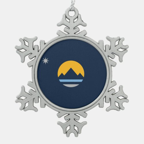 The New Flag of Reno Nevada Snowflake Pewter Christmas Ornament