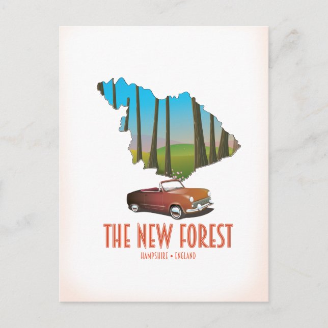 The new forest Hampshire England map Postcard (Front)