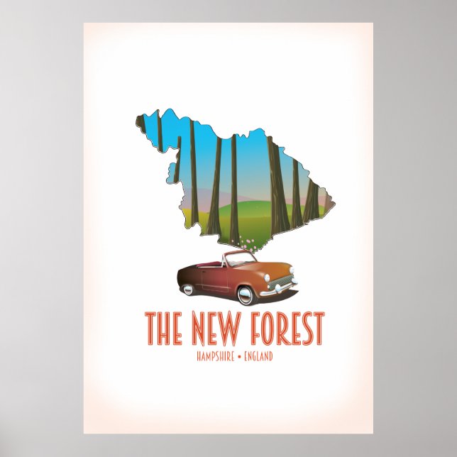 The new forest Hampshire England map Poster (Front)