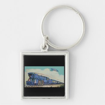 The New Jersey Central Blue Comet Train    Keychain by stanrail at Zazzle