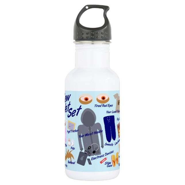 The New Jet Set Funny Tourist Airline Travel Stainless Steel Water Bottle (Front)