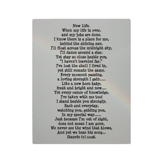 THE NEW LIFE POEM METAL ART AND DESIGN STYLE  (Front)