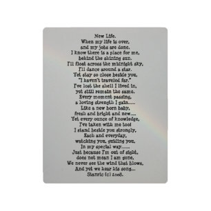 THE NEW LIFE POEM METAL ART AND DESIGN STYLE