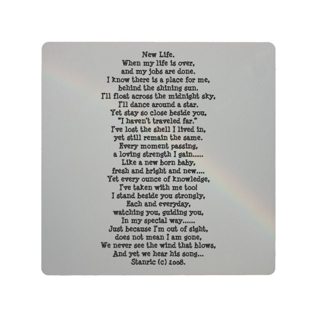 THE NEW LIFE POEM METAL ART AND DESIGN STYLE  (Front)