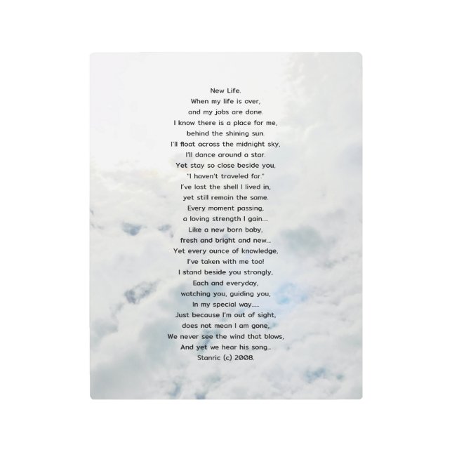 THE NEW LIFE POEM METAL ART AND DESIGN STYLE (Front)