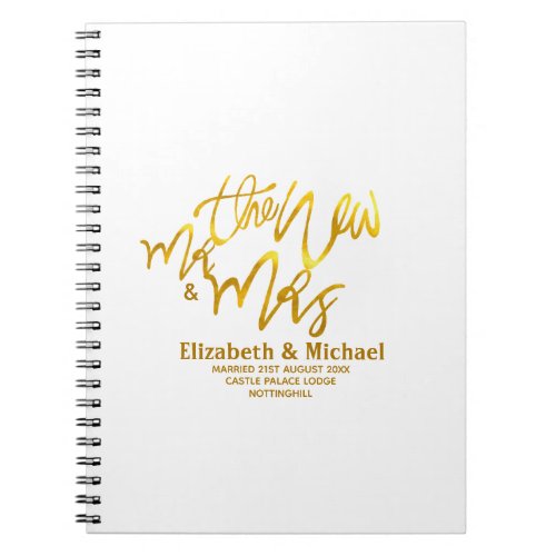 The New Mr and Mrs add name date venue Gold Notebook