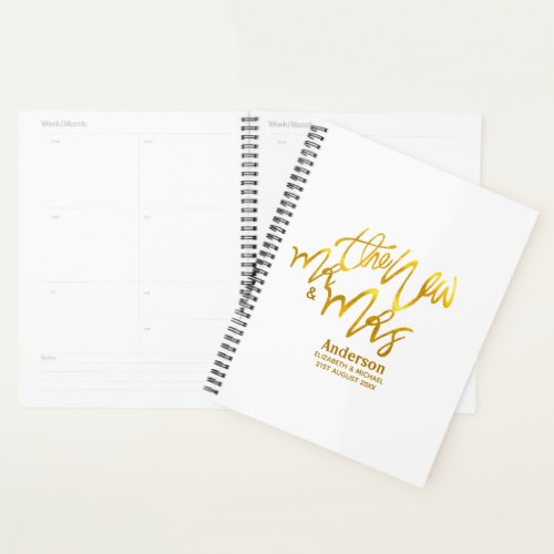 The New Mr and Mrs add name date venue Gold Planner