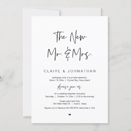 The new Mr and Mrs Black Wedding Elopement Invitation