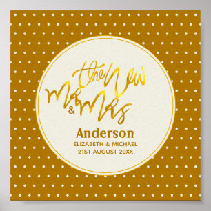 The New Mr and Mrs (name,date) Wedding Gold Decor