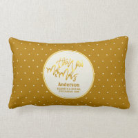 The New Mr and Mrs (name,date) Wedding Gold Decor Lumbar Pillow
