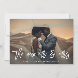 The New Mr and Mrs Script and Wedding Photo Thank You Card