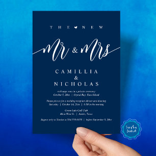 The New Mr and Mrs, Wedding Elopement Dinner Party Invitation