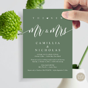 The New Mr and Mrs, Wedding Elopement Dinner Party Invitation