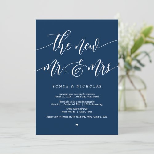 The new Mr and Mrs Wedding Elopement Party Invita Invitation